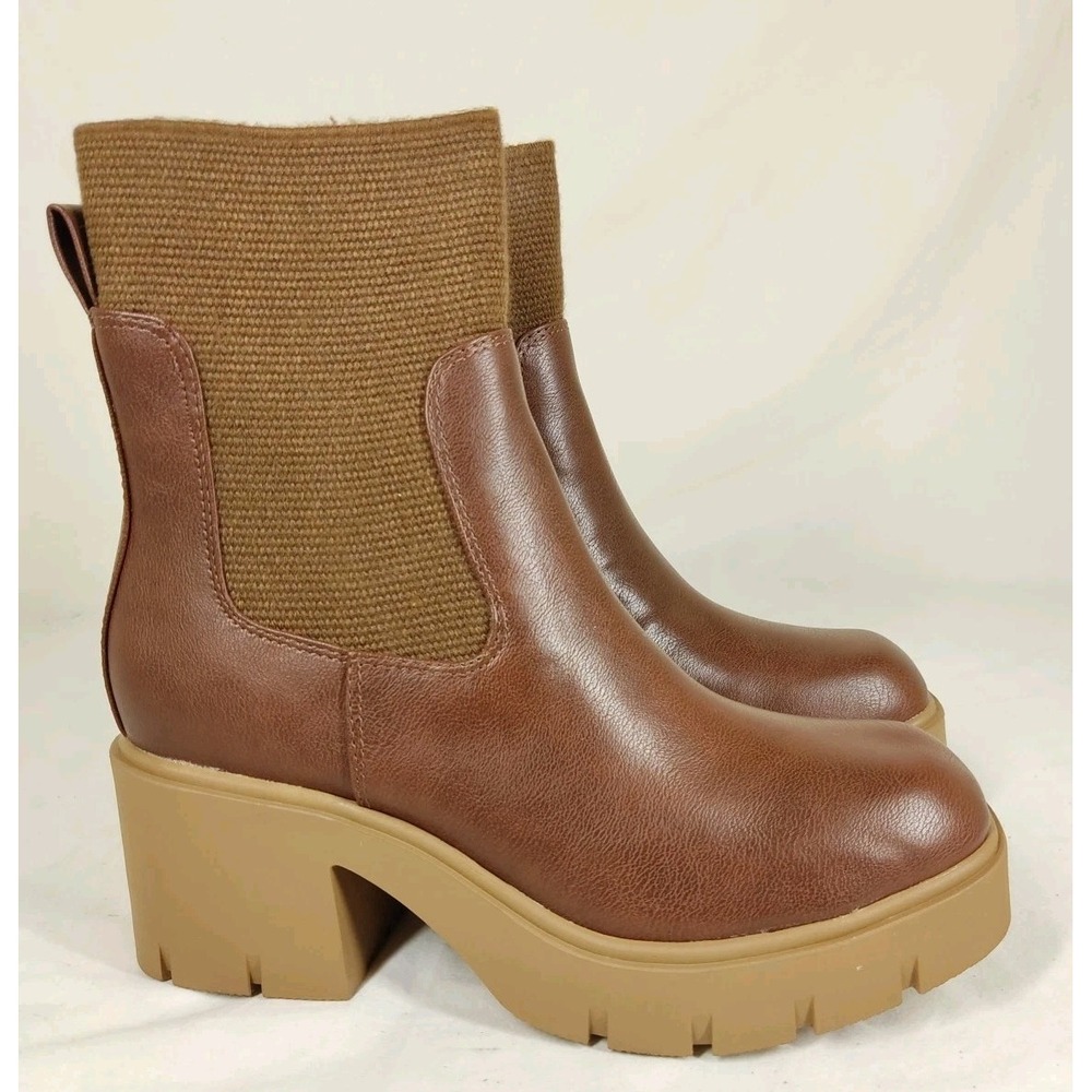 SUN STONE Womens Verityy Faux Leather Ankle Boots | Walnut | 7M